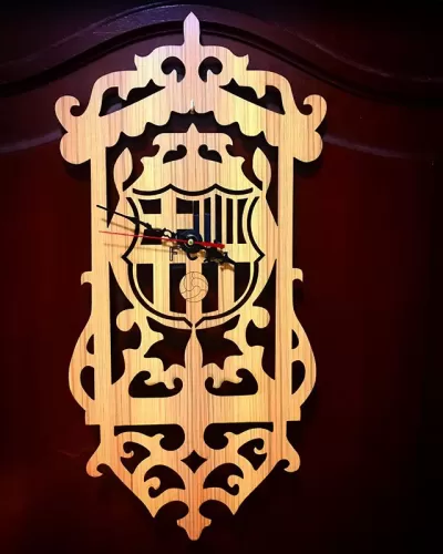 Lazer Kesim FC Barcelona Duvar Saati Şablonu Ücretsiz Vektör CDR çizimi
