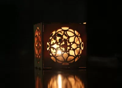 Lazer Kesim Gece Lambası Kutusu Şablonu Ücretsiz Vektör CDR çizimi