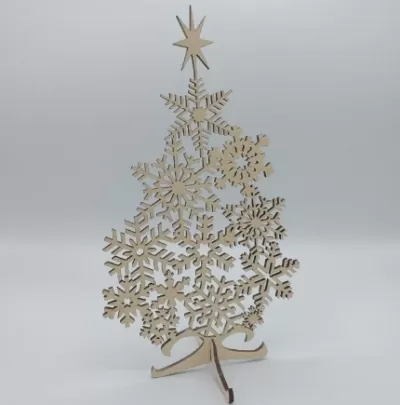 Lazer Kesim Kar Tanesi Noel Ağacı DXF Dosyası DXF çizimi