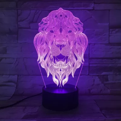 Lazer Kesim Akrilik 3D Aslan Hayvan Gece Lambası Ücretsiz Vektör CDR çizimi