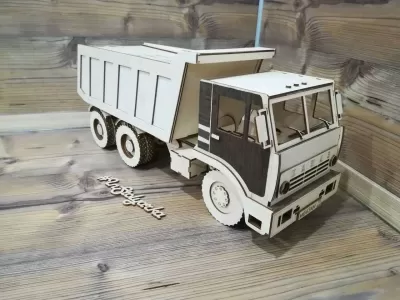 Lazer Kesim Kamaz Kamyon Şablonu Ücretsiz Vektör CDR çizimi