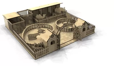 Lazer Kesim Hayvanat Bahçesi 3D Model Şablonu Ücretsiz Vektör CDR çizimi