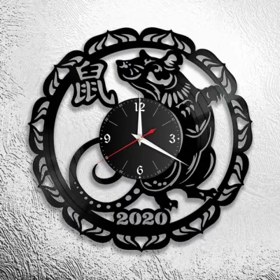 Lazer Kesim Yeni Yıl 2020 Duvar Saati DXF Dosyası DXF çizimi
