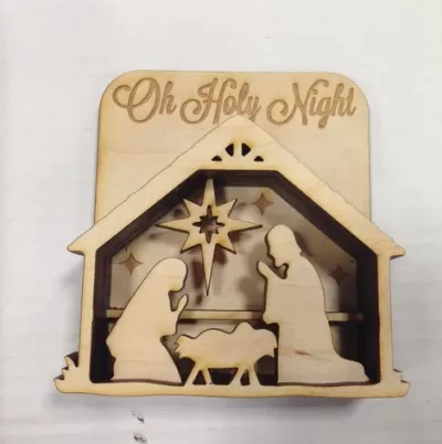 Lazer Kesim Ahşap Noel Sahnesi DXF Dosyası DXF çizimi