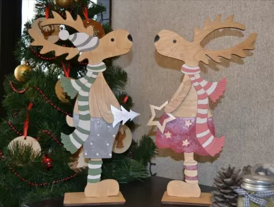 Lazer Kesim Ahşap Geyik Noel Süsleri Ücretsiz Vektör CDR çizimi
