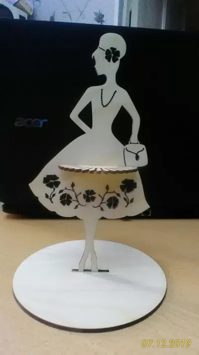 Modern Kadın Peçete Tutucu DXF Dosyası DXF çizimi
