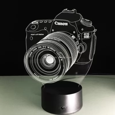 Lazer Kesim Canon 3D İlüzyon Optik Lamba Ücretsiz Vektör CDR çizimi