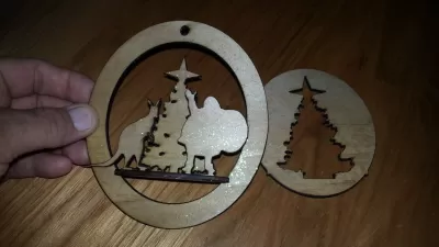 Lazer Kesim Noel Ağacı Noel Baba Kanguru Ücretsiz Vektör CDR çizimi