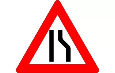 Sağdaki Yol Dar İşareti dxf Dosyası DXF çizimi