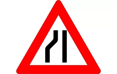 Soldaki Yol Dar Tabelası dxf Dosyası DXF çizimi