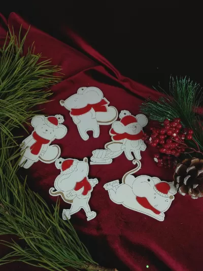 Lazer Kesim Kontraplak Hediyelik Eşya Noel Oyuncakları Fare Ücretsiz Vektör CDR çizimi