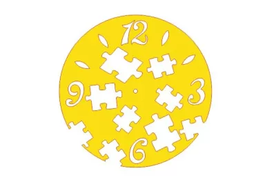 Lazer Kesim Çocuk Odası Duvar Saati, Puzzle Şablonu Ücretsiz Vektör CDR çizimi