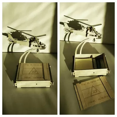 Lazer Kesim Helikopter DXF Dosyası İçeren Kartvizitlik DXF çizimi