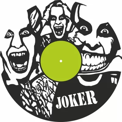 Lazer Kesim Joker Vinil Plak Duvar Saati Şablonu Ücretsiz Vektör CDR çizimi