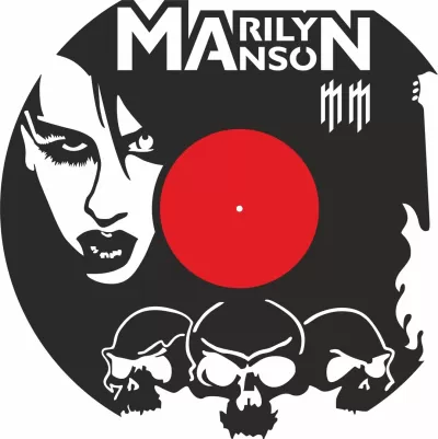 Lazer Kesim Marilyn Manson Vinil Plak Duvar Saati Ücretsiz Vektör CDR çizimi