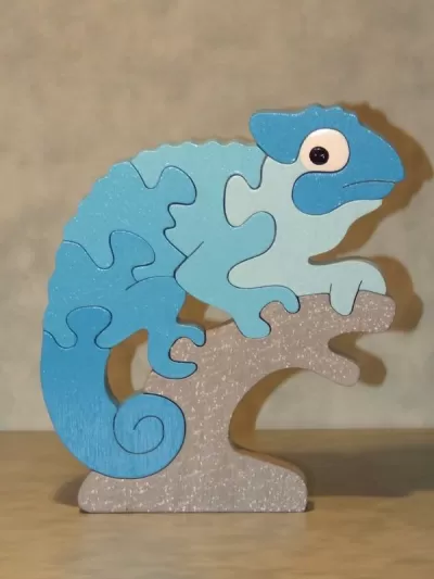 Lazer Kesim Bukalemun Eğitici Puzzle Oyunu Çocuklar İçin Ücretsiz Vektör CDR çizimi