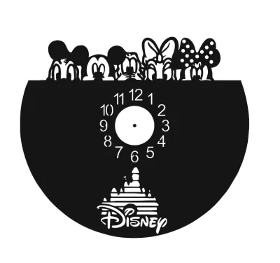 Lazer Kesim Walt Disney Vinil Saat Şablonu Ücretsiz Vektör CDR çizimi