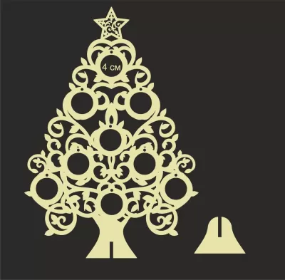 Ahşap Noel Ağacı Lazer Kesim CNC Şablonu Ücretsiz Vektör CDR çizimi