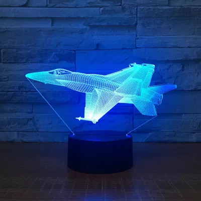 Uçak Jet Model Uçak 3D Gece Lambası Masa Lambası Lazer Kesim Akrilik Şablon Ücretsiz Vektör CDR çizimi
