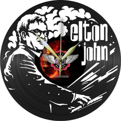 Elton John Vinil Plak Saat Lazer Kesim Şablonu Ücretsiz Vektör CDR çizimi