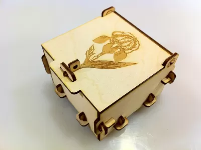 Çiçek Oymalı Pimli Kutu 3mm Kontraplak Lazer Kesim Şablonu DXF Dosyası DXF çizimi