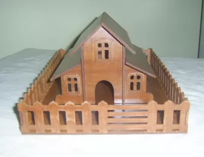 Lazer Kesim Ev ve Çit DXF Dosyası DXF çizimi