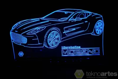 Lazer Kesim Aston Martin One-77 Spor Araba Akrilik 3D Lamba Ücretsiz Vektör AI çizimi