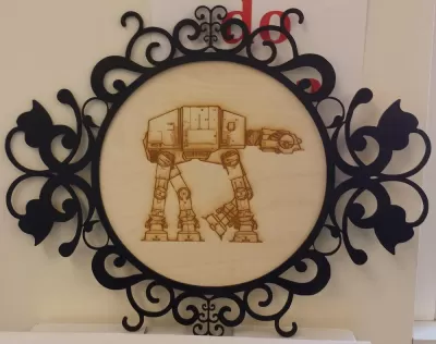 Lazerle Oyulmuş AT-AT Yürüteci Lazer Kesim Dekor Çerçevesinde Ücretsiz Vektör AI çizimi