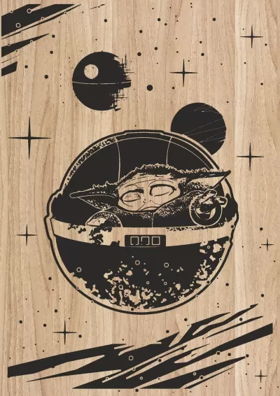 Lazer Gravür Sanat Eseri Yoda Star Wars Karakteri DXF Dosyası DXF çizimi