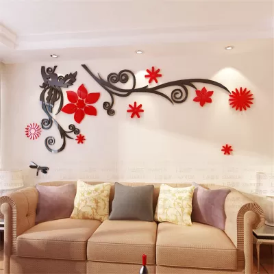 Lazer Kesim 3D Çiçek Akrilik Duvar Stickerı Duvar Sanatı Ücretsiz Vektör CDR çizimi