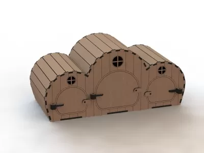Çocuklar için Lazer Kesim Ahşap Ev Oyuncak 3D Şablon Ücretsiz Vektör CDR çizimi
