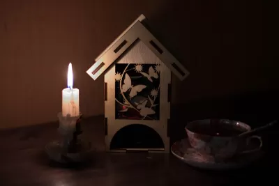 Lazer Kesim Dekoratif Kelebekli Çay Evi Ücretsiz Vektör CDR çizimi