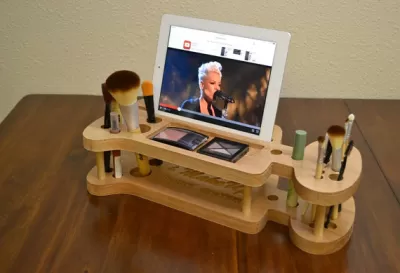 Bayan Makyaj Seti, iPad Standı, Kalemlik CNC Lazer Şablonu Ücretsiz Vektör için Düzenleyici CDR çizimi