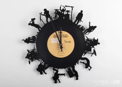Lazer Kesim Müzisyen Vinil Plak Saat DXF Dosyası DXF çizimi