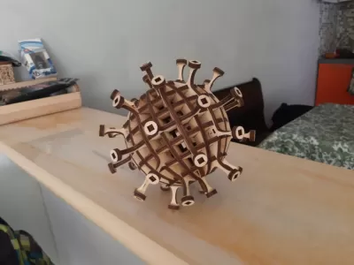 Lazer Kesim Koronavirüs 3D Model DXF Dosyası DXF çizimi