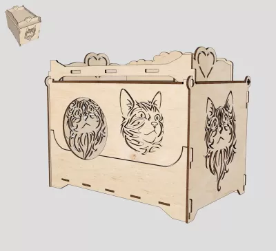 Kedi Evi Lazer Kesim Şablonu Ücretsiz Vektör CDR çizimi