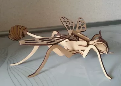 Eşek Arısı 3D Model Lazer Kesim Şablonu Ücretsiz Vektör CDR çizimi