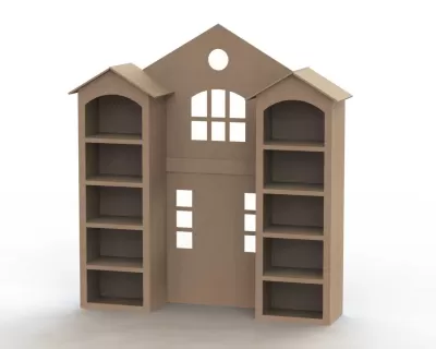 Oyuncak Bebek Evi için Mobilya Ahşap Raf Lazer Kesim Şablonu Ücretsiz Vektör CDR çizimi