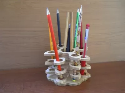 Lazer Kesim Çok Katmanlı Sanat Tasarımı Kalemlik Ücretsiz Vektör CDR çizimi