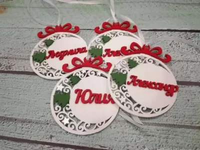 Lazer Kesim Ahşap Kişiye Özel Noel Süsü Kolye Uçları Ücretsiz Vektör CDR çizimi