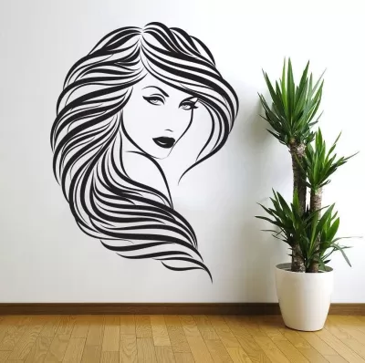 Lazer Kesim Bayan Kız Kadın Güzellik Salonu Duvar Sanatı DXF Dosyası DXF çizimi