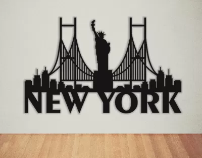 Lazer Kesim New York Duvar Dekoru DXF Dosyası DXF çizimi