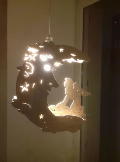 Lazer Kesim Peri Ay Lamba Gece Lambası DXF Dosyası DXF çizimi