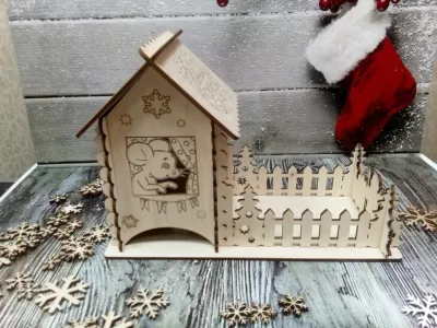 Lazer Kesim Yeni Yıl Noel Çay Evi Ücretsiz Vektör CDR çizimi