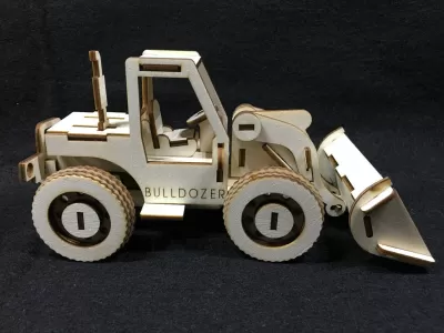 Lazer Kesim Ahşap Oyuncak Dozer DXF Dosyası DXF çizimi