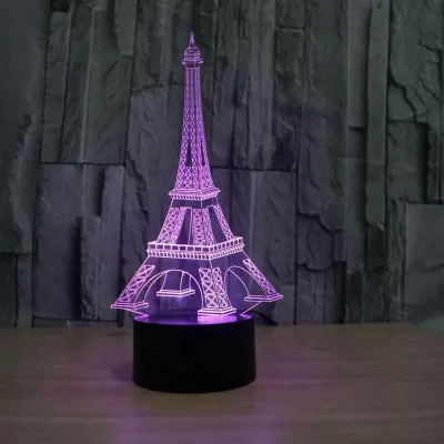 Lazer Kesim Eyfel Kulesi Akrilik 3D İllüzyon Lamba Ücretsiz Vektör CDR çizimi