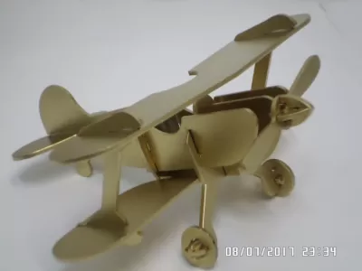 Lazer Kesim Vintage Retro Uçak Çift Kanatlı Model Ücretsiz Vektör CDR çizimi