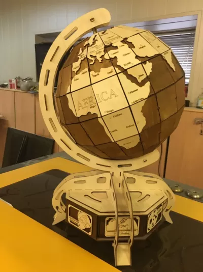 Lazer Kesim Ahşap 3D Küre Modeli Ücretsiz Vektör CDR çizimi