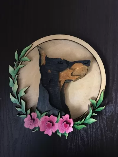 Lazer Kesim Duvar Sanatı Doberman Katmanlı Sanat Ücretsiz Vektör CDR çizimi