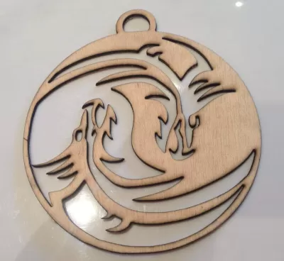 Lazer Kesim Ejderha Yin Yang DXF Dosyası DXF çizimi